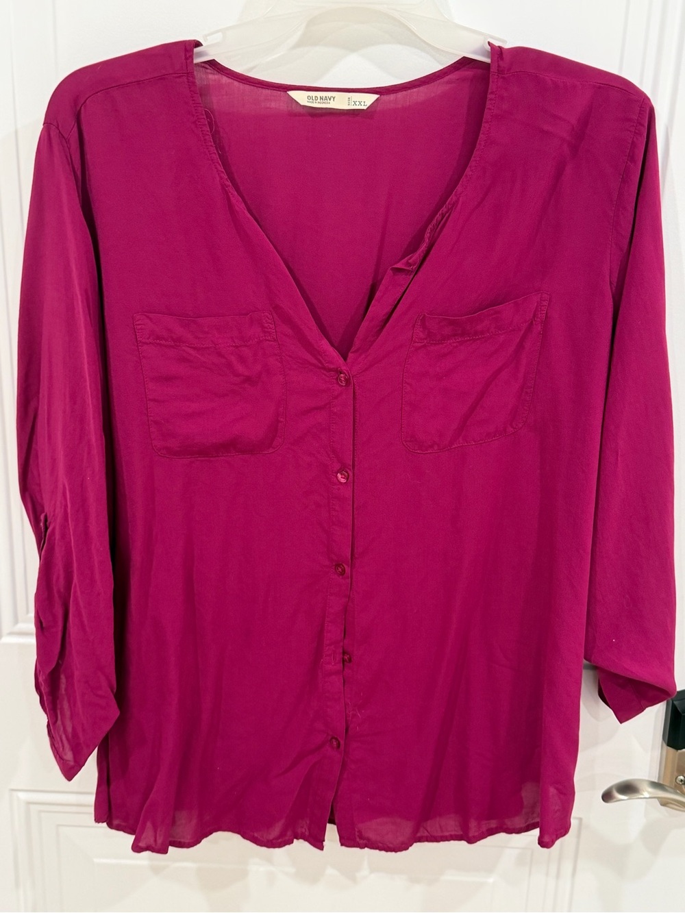 Old Navy Women's Fuchsia Button-Front Blouse